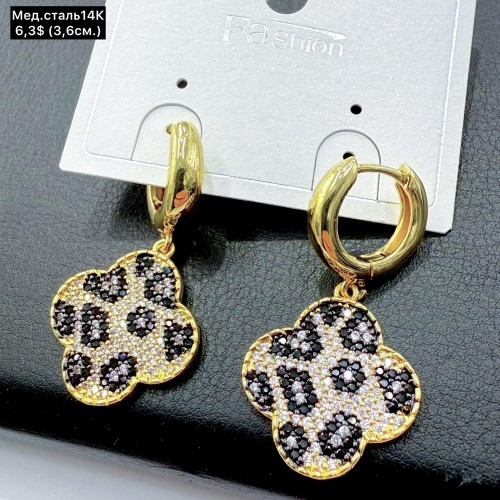 Сережки мед.сталь14К 10691 (3.6см.)